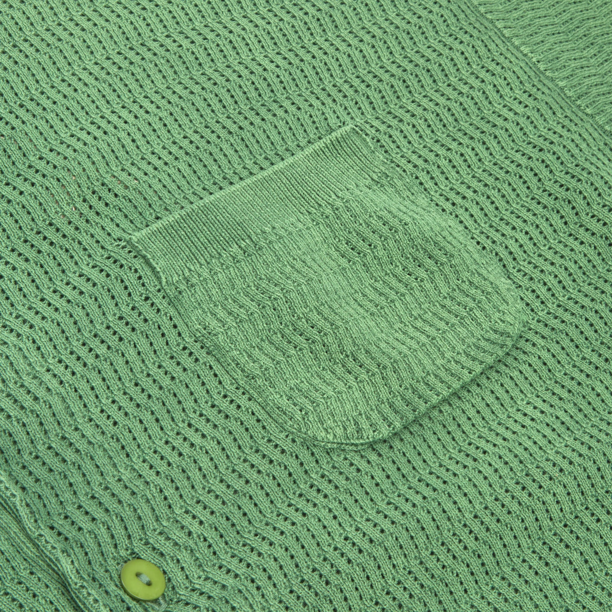 Brain Dead Pigment Dye Long Sleeve Polo Sweater (Green)