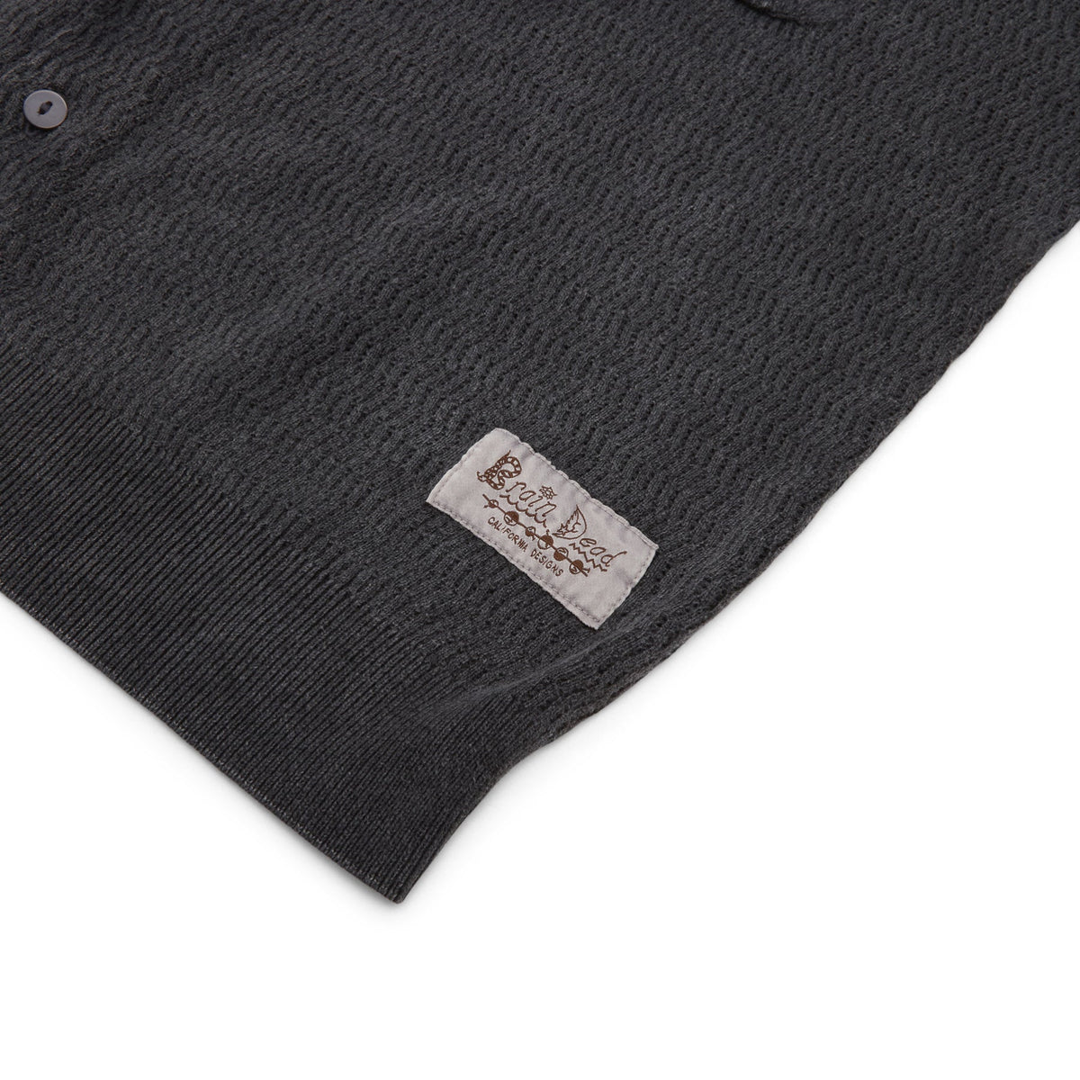 Brain Dead Pigment Dye Long Sleeve Polo Sweater (Ink)