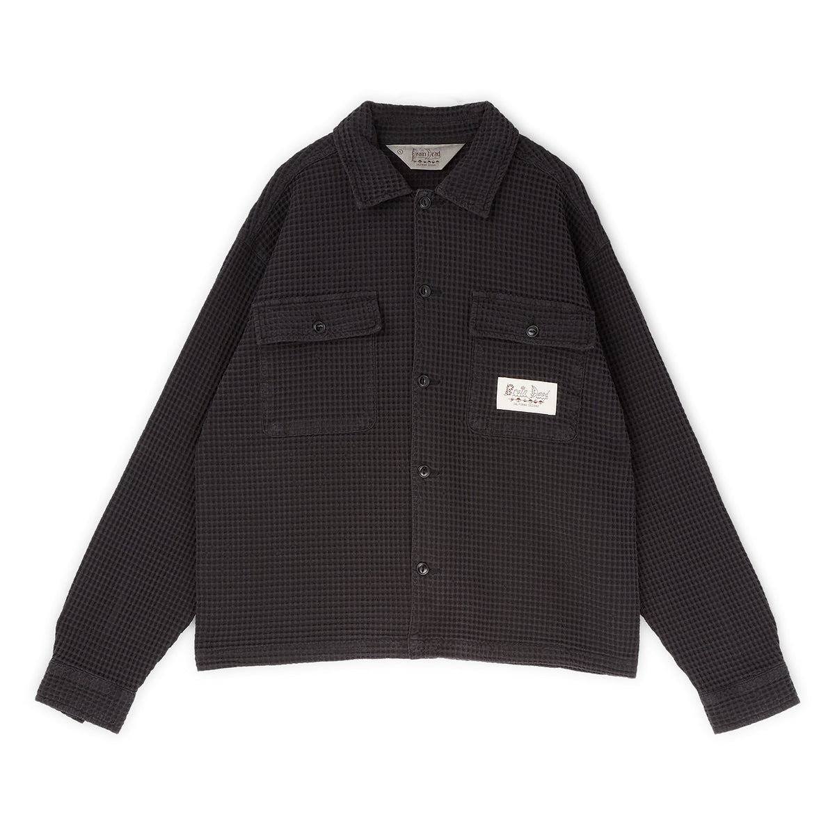 Brain Dead Waffle Button Front Shirt (Black)