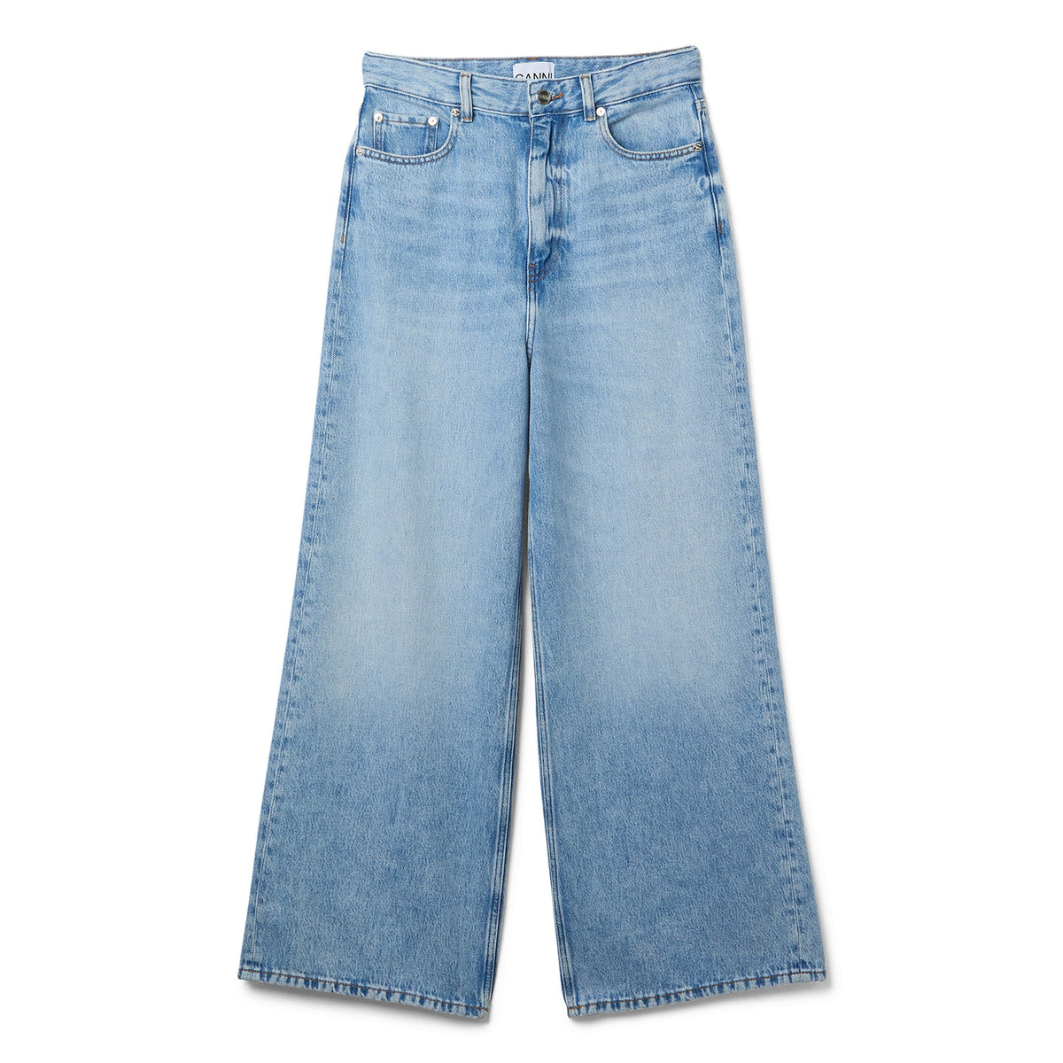 GANNI Soft Rigid Denim Baggy Jeans (Light Blue Stone)