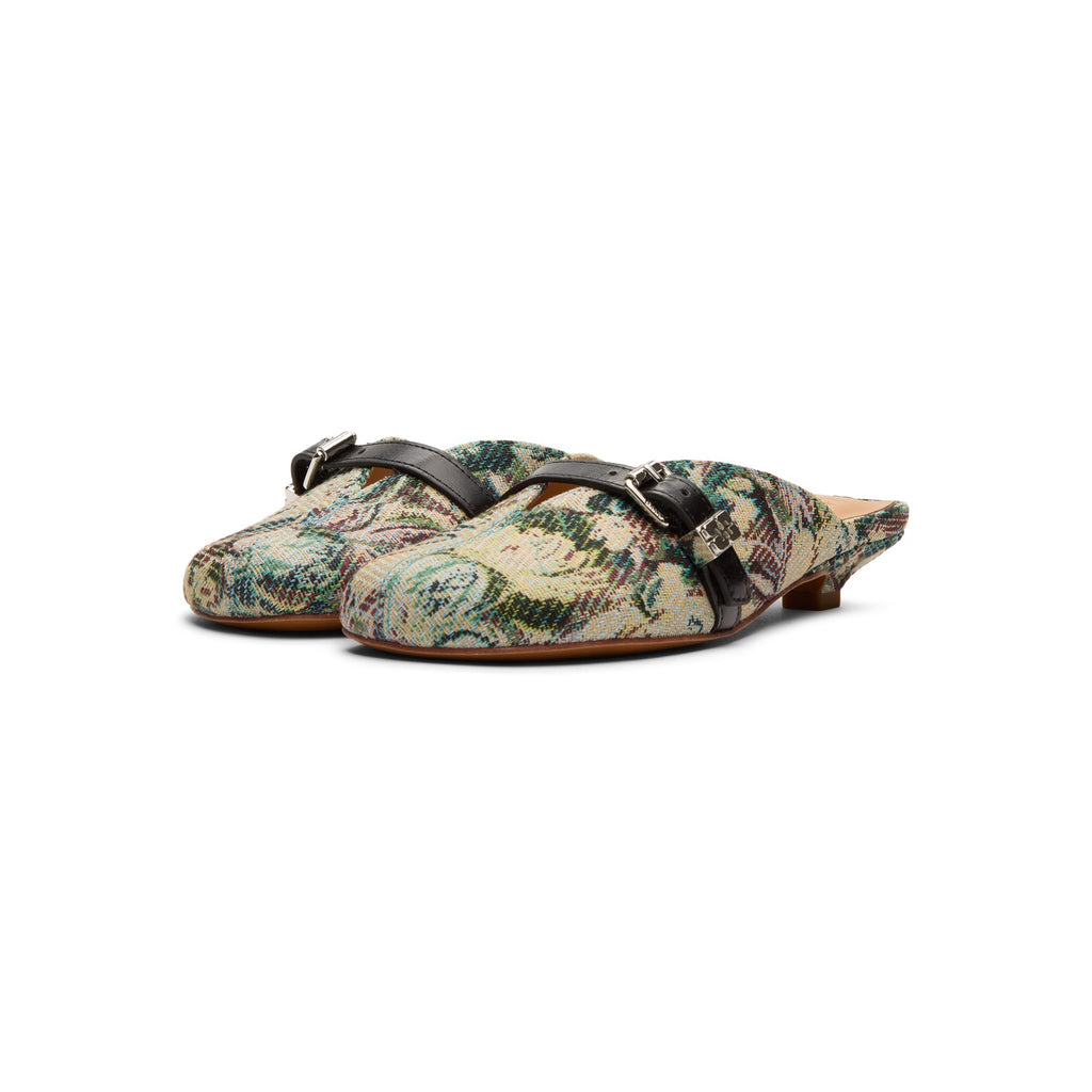 GANNI Sue Heeled Mules Tapestry (Jadeite)