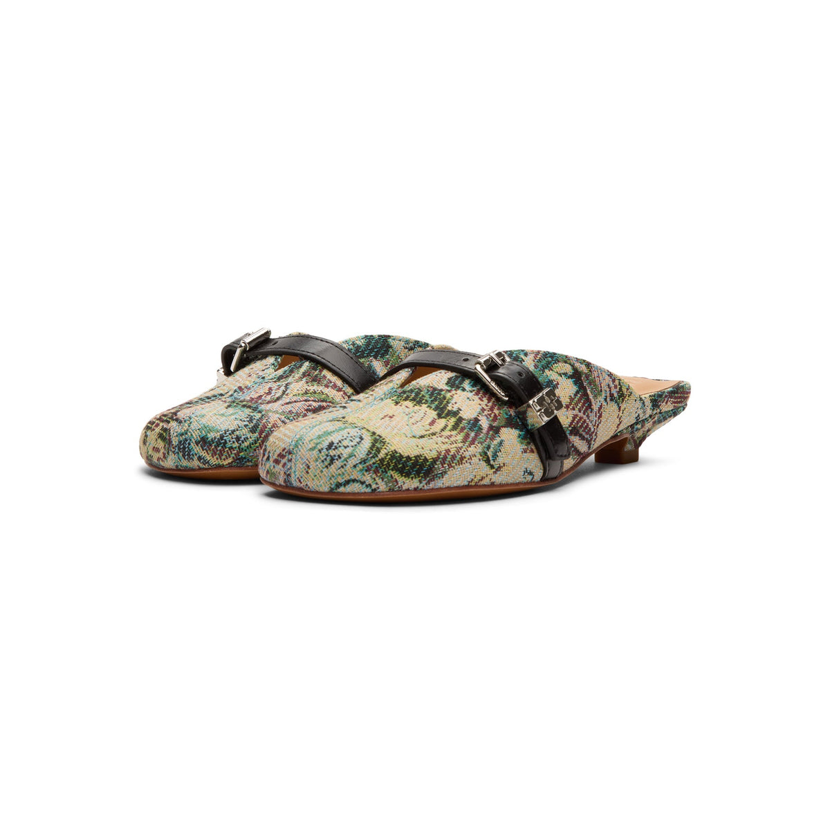 GANNI Sue Heeled Mules Tapestry (Jadeite)