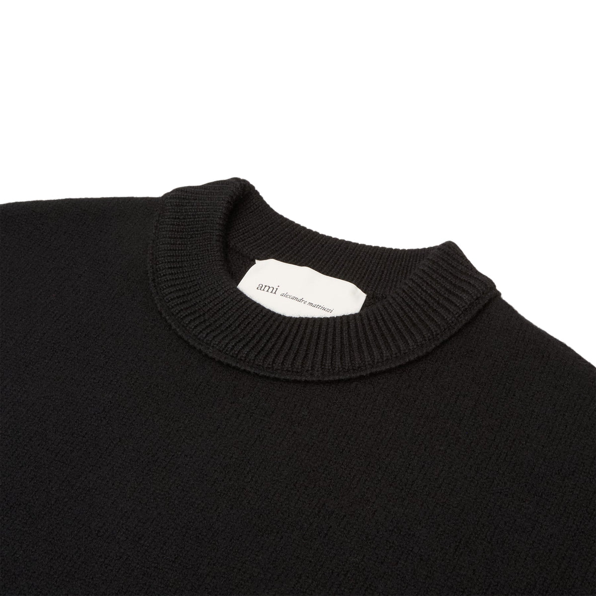 AMI Crewneck Sweater With Contrasted AMI De Coeur (Noir/Rouge)